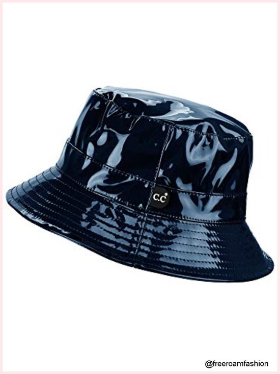 Waterproof Patent Leather Bucket Hat, Glossy Vinyl Rain Hat, Packable Travel main image 5